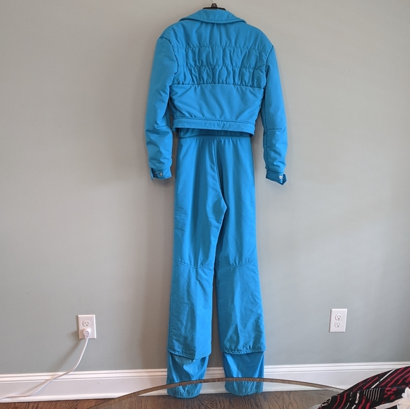 Vintage Innsbruck Ski Snow Suit Bright Blue Size Small 2 Piece Jacket Overalls - Picture 4 of 16